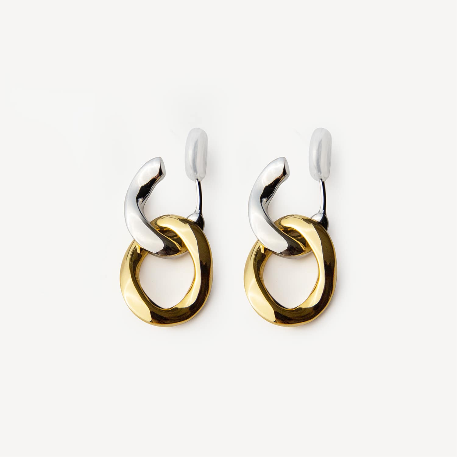 Soluna Two Tone Chain Link Clip-on Earrings | EARA | EARA