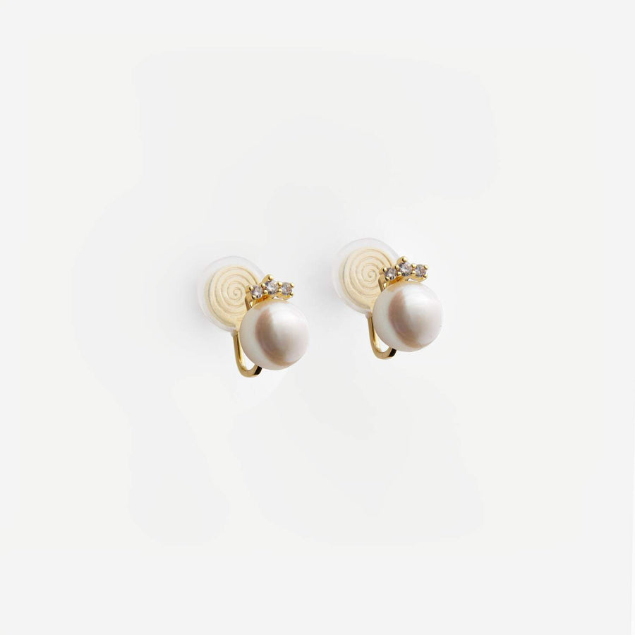 Pearl Crown Stud Clip-on earrings