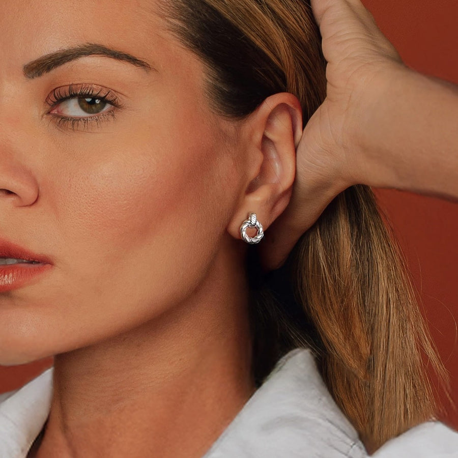 Silver Mini Knot Clip-on Stud Earrings