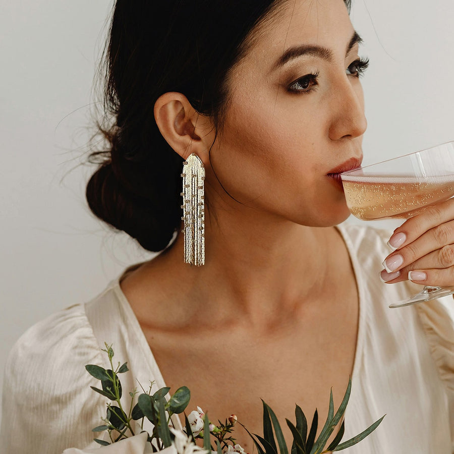 Nerida Waterfall Fringe Clip-on Earrings in Silver - EARA