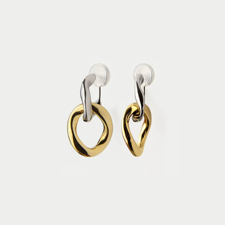 Soluna Two Tone Chain Link Clip-on Earrings