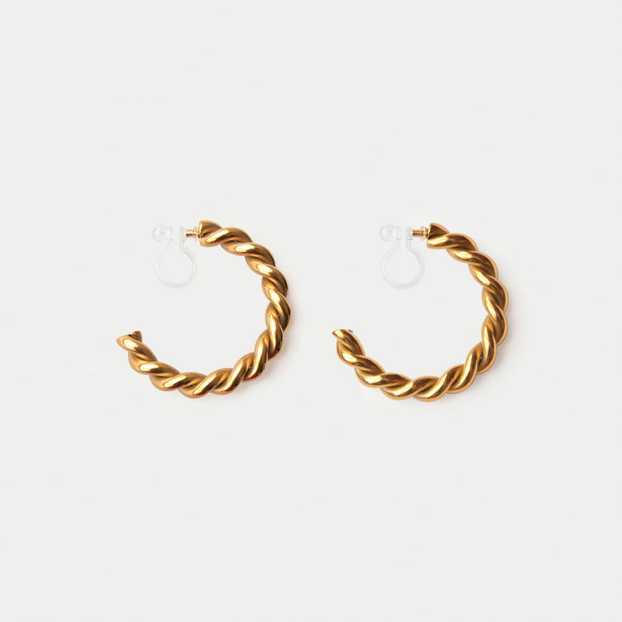 Aurelia Twisted Clip-on Gold Hoop Earrings EARA