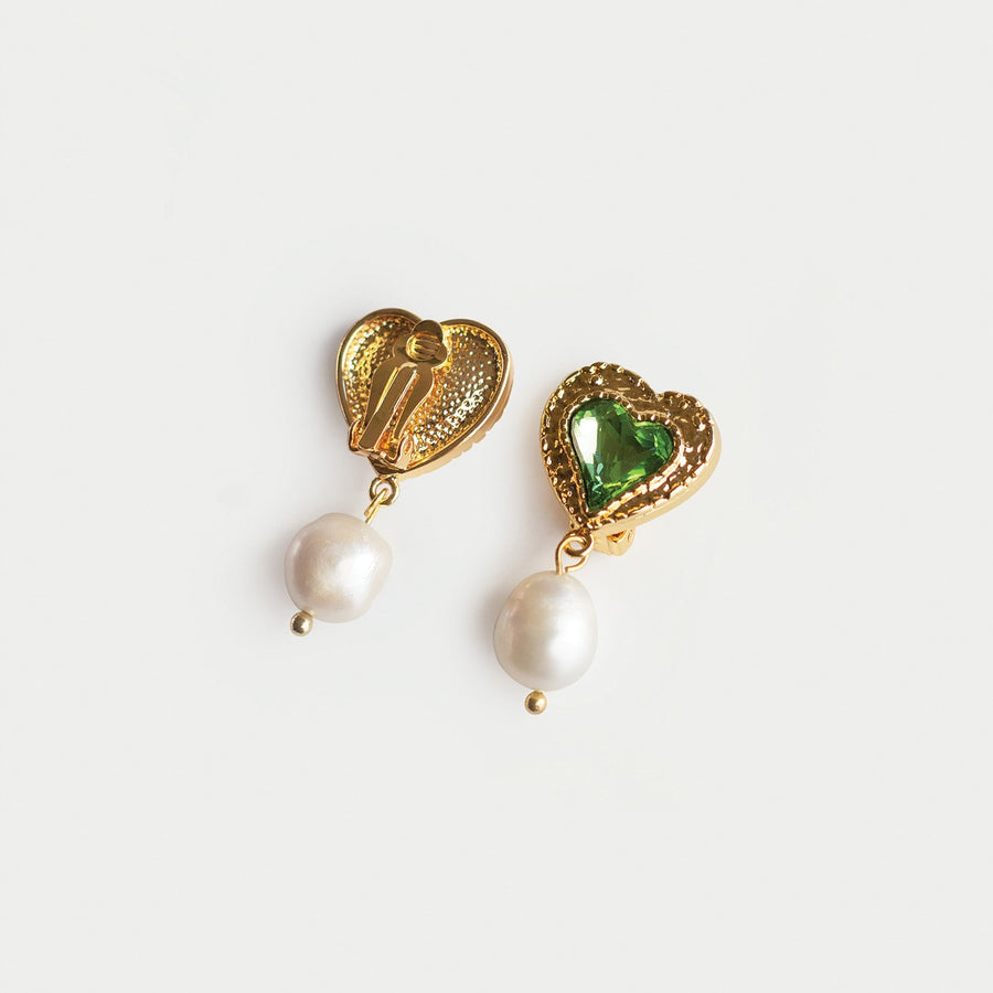 Femi Freshwater Pearl Clip-on Earrings in Green - EARA