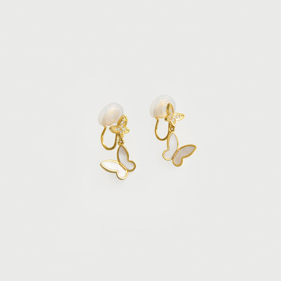 Pearlie butterfly clip-on earrings EARA