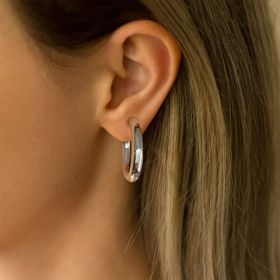 2 Argento Silver Clip-on Hoop Earrings - EARA