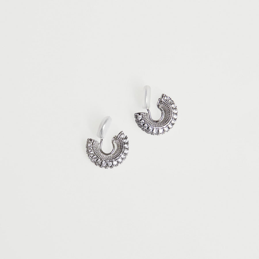 Silver clip-on hoop earrings EARA