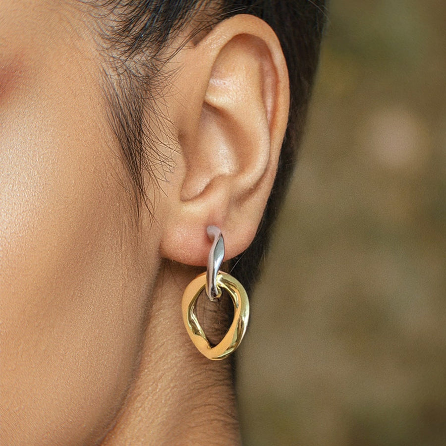 Soluna Two Tone Chain Link Clip-on Earrings - Eara Clips